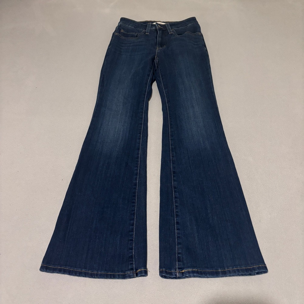 Levis 726 Womens High Rise Flare Jeans 24x30 Dark Wash Denim Flare Leg Casual